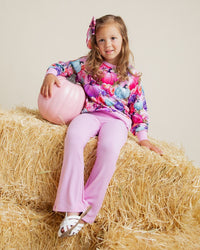 Baby Kids Bamboo Pajamas — Pretty Little Patch Crew Neck Sweatshirt & Bell Bottoms Set — Image 5