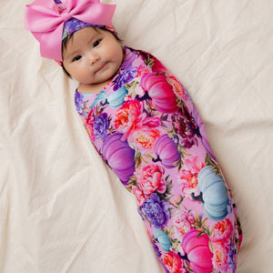 Baby Kids Bamboo Pajamas — Pretty Little Patch Swaddle & Bow Beanie — Image 1