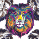 Colorful lion illustration with vibrant mane