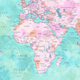 Colorful world map highlighting continents and countries