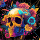 Colorful skull with flowers.
