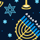 Menorah with candles and stars on a dark background