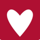 Red heart symbol on a beet-colored background