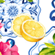 Sliced lemons on a floral background