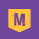 Purple M inside a yellow crest on a purple background