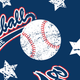 Baseball design with stars on a navy background. Text: 'Baseball'
