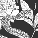 Illustration of a snake intertwined with leaves, featuring detailed scales and a floral background.