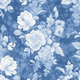 Blue floral crib sheet featuring roses and flowers