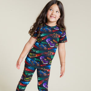 Baby Kids Bamboo Pajamas — Hot Wheels™ Race Day Short Sleeve Pajama Set — Image 1