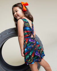 Baby Kids Bamboo Pajamas — Hot Wheels™ Race Day Sleeveless Twistback Dress — Image 4