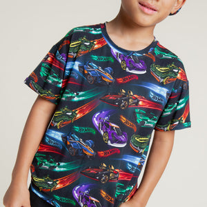 Baby Kids Bamboo Pajamas — Hot Wheels™ Race Day T-Shirt — Image 1
