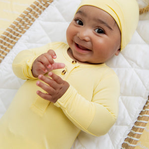 Baby Kids Bamboo Pajamas — Ray of Cute Knotted Gown & Beanie Set — Image 1