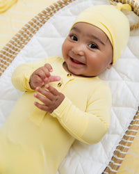 Baby Kids Bamboo Pajamas — Ray of Cute Knotted Gown & Beanie Set — Image 1
