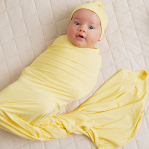 Baby Kids Bamboo Pajamas — Ray of Cute Swaddle & Beanie Set — Image 1
