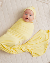 Baby Kids Bamboo Pajamas — Ray of Cute Swaddle & Beanie Set — Image 1