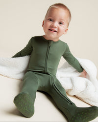 Baby Kids Bamboo Pajamas — Sage the Day Footie — Image 1
