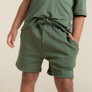 Baby Kids Bamboo Pajamas — Sage the Day Pull-On Shorts — Image 1