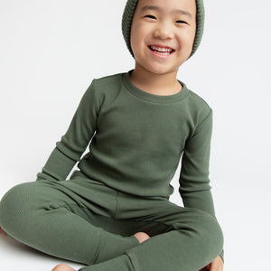 Baby Kids Bamboo Pajamas — Navy or Not + Sage the Day Ribbed Long Sleeve Pajama Sets Bundle — Image 3