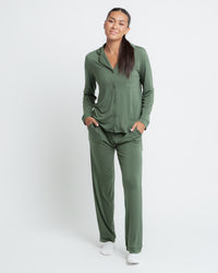 Baby Kids Bamboo Pajamas — Sage the Day Women's Long Sleeve Collar Shirt & Pants Pajama Set — Image 1