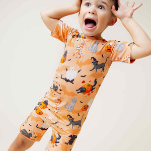 Baby Kids Bamboo Pajamas — Scaredy Catwalk Short Sleeve Pajama Shorts Set — Image 1