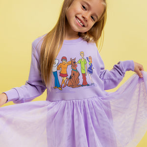 Baby Kids Bamboo Pajamas — Scooby-Doo™ Gang Long Sleeve Sweatshirt Tulle Dress & Shorts Set — Image 1
