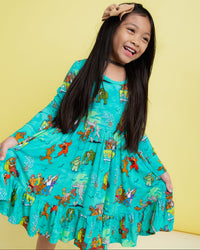 Baby Kids Bamboo Pajamas — Scooby-Doo™ Mystery Crew Long Sleeve Dress & Shorts Set — Image 1