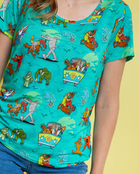 Baby Kids Bamboo Pajamas — Scooby-Doo™ Mystery Crew Women's Short Sleeve T-Shirt — Image 1