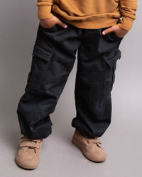 Baby Kids Bamboo Pajamas — Black Cargo Pants — Image 1