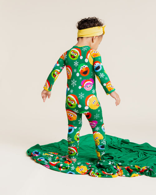 Baby Kids Bamboo Pajamas — Sesame Street™ Holiday Cheer Convertible Romper — Image 7