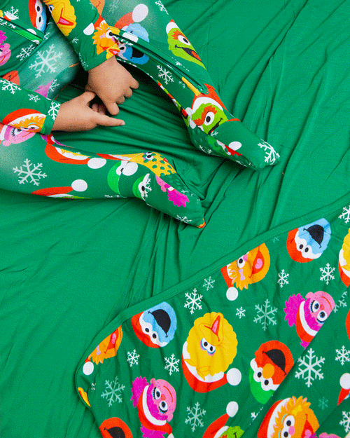 Baby Kids Bamboo Pajamas — Sesame Street™ Holiday Cheer Convertible Romper — Image 2