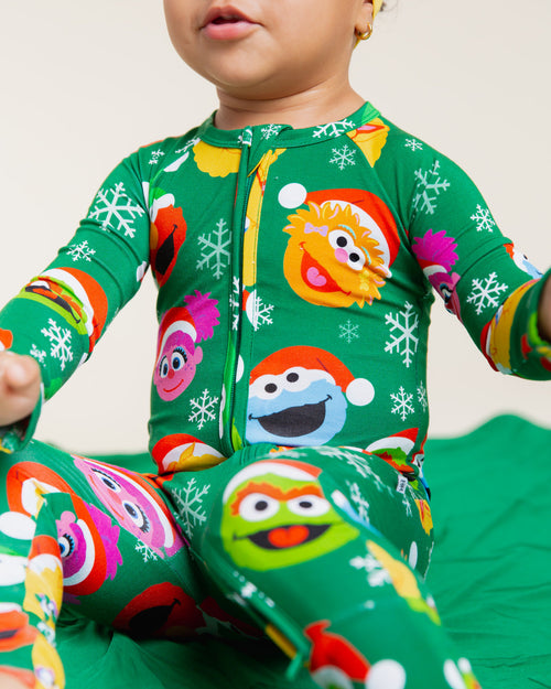 Baby Kids Bamboo Pajamas — Sesame Street™ Holiday Cheer Convertible Romper — Image 6