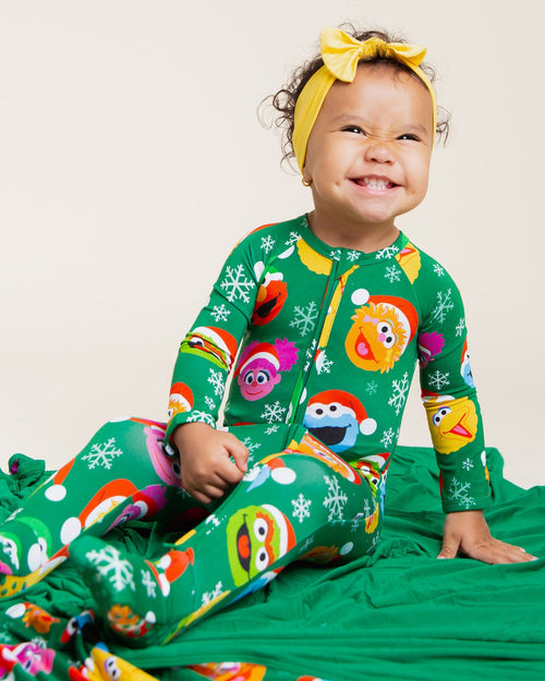 Baby Kids Bamboo Pajamas — Sesame Street™ Holiday Cheer Convertible Romper — Image 4