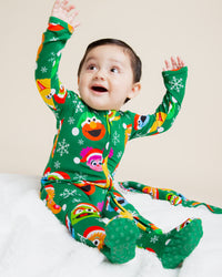 Baby Kids Bamboo Pajamas — Sesame Street™ Holiday Cheer Footie — Image 1