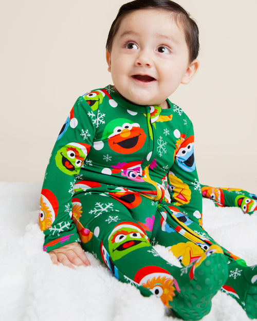 Baby Kids Bamboo Pajamas — Sesame Street™ Holiday Cheer Footie — Image 8