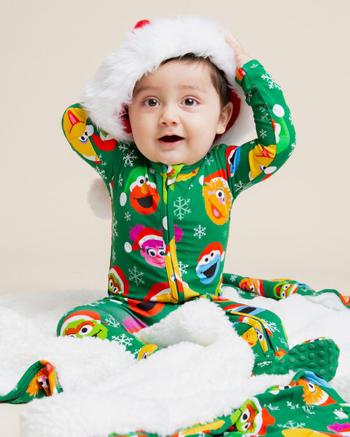 Baby Kids Bamboo Pajamas — Sesame Street™ Holiday Cheer Footie — Image 7