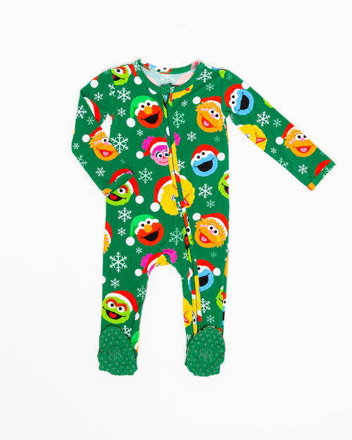 Baby Kids Bamboo Pajamas — Sesame Street™ Holiday Cheer Footie — Image 5