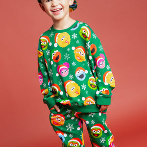 Baby Kids Bamboo Pajamas — Sesame Street™ Holiday Cheer Relaxed Fit Jogger Set — Image 3