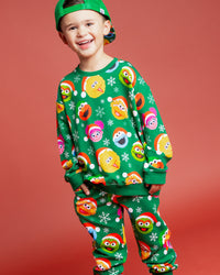 Baby Kids Bamboo Pajamas — Sesame Street™ Holiday Cheer Relaxed Fit Jogger Set — Image 3