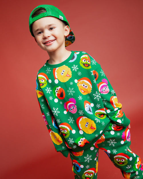 Baby Kids Bamboo Pajamas — Sesame Street™ Holiday Cheer Relaxed Fit Jogger Set — Image 5