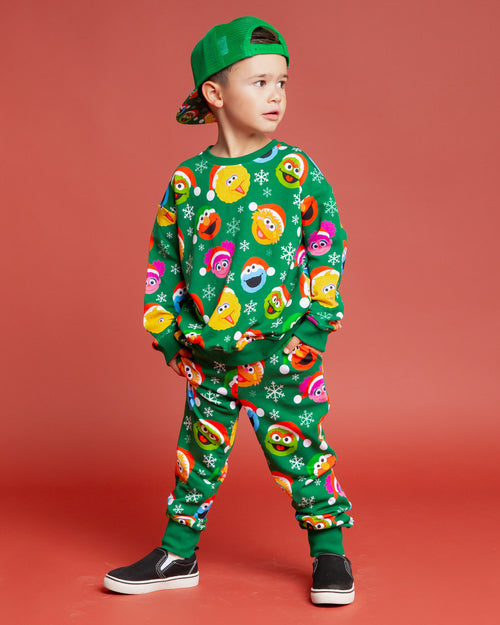Baby Kids Bamboo Pajamas — Sesame Street™ Holiday Cheer Relaxed Fit Jogger Set — Image 3