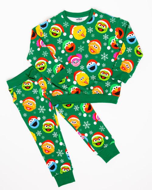Baby Kids Bamboo Pajamas — Sesame Street™ Holiday Cheer Relaxed Fit Jogger Set — Image 2