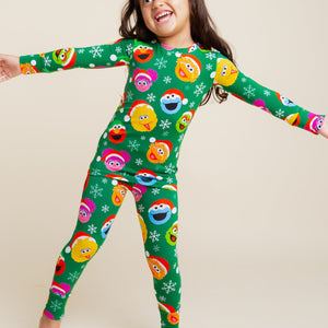 Baby Kids Bamboo Pajamas — Sesame Street™ Holiday Cheer Long Sleeve Pajama Set — Image 1