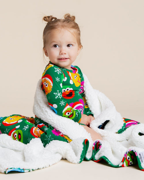 Baby Kids Bamboo Pajamas — Sesame Street™ Holiday Cheer Long Sleeve Ruffle Dress — Image 7