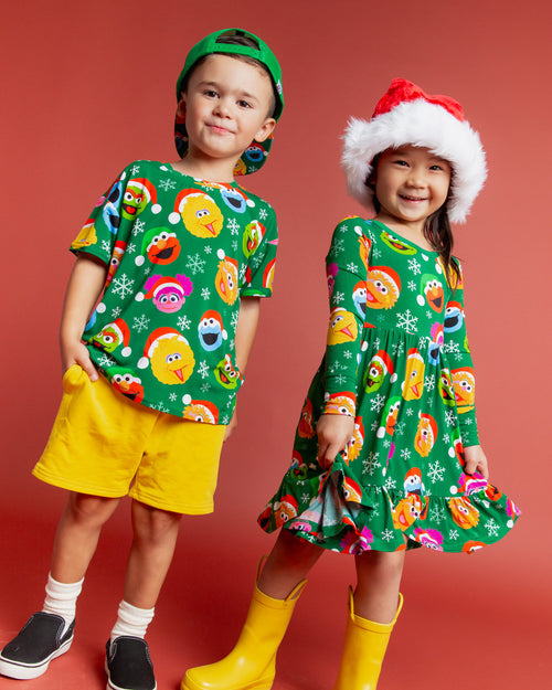 Baby Kids Bamboo Pajamas — Sesame Street™ Holiday Cheer T-Shirt — Image 5