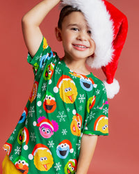 Baby Kids Bamboo Pajamas — Sesame Street™ Holiday Cheer T-Shirt — Image 1