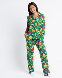 Baby Kids Bamboo Pajamas — Sesame Street™ Holiday Cheer Women's Long Sleeve Collar Shirt & Pants Pajama Set — Image 1