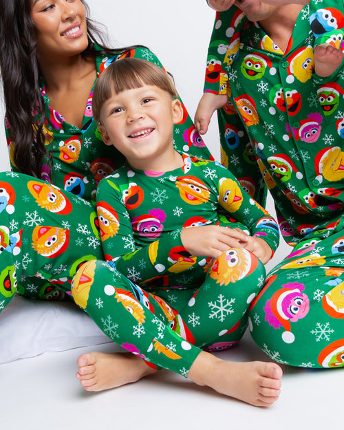 Baby Kids Bamboo Pajamas — Sesame Street™ Holiday Cheer Women's Long Sleeve Collar Shirt & Pants Pajama Set — Image 4