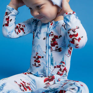 Baby Kids Bamboo Pajamas — Sleigh the Slopes Convertible Romper — Image 1