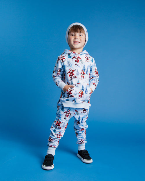 Baby Kids Bamboo Pajamas — Sleigh the Slopes Hooded Jogger Set — Image 5
