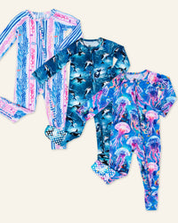 Baby Kids Bamboo Pajamas — Under the Sea Convertible Romper Bundle — Image 1